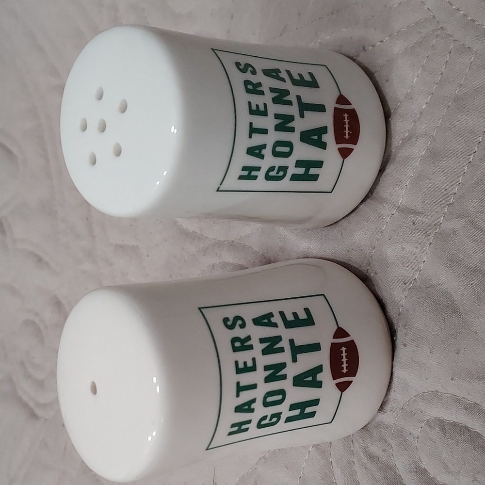 Football HATERS GONNA HATE Salt /Pepper Shaker Set